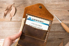 Cool Handmade Leather Mens Small Wallets Bifold Vintage billfold Wallet for Men