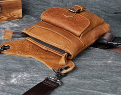 Cool Biker Leather Drop Leg Bag Mens Belt Pouch Waist Bag Shoulder Bag for Men