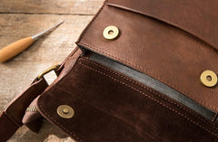 Cool Small Leather Coffee Mens Messenger Bags Shoulder Bags for Men