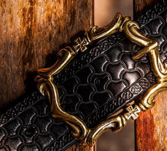 Handmade Black Leather Mens Belts Custom Cool Leather Men Belt for Men