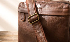 Cool Small Leather Black Mens Messenger Bags Shoulder Bags  for Men