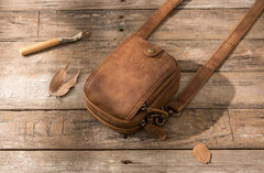 Leather Belt Pouch Phone Cases Mens Waist Bag Shoulder Bag for Men
