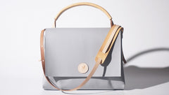Handmade Leather Gray Womens Handbag Cute Shopper Purses for Women