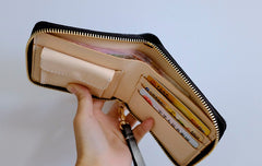 Handmade LEATHER Womens Zipper Small Wallet Leather Wristlet Small Wallet FOR Women