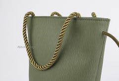 Cute Leather Green Womens Mini Bucket Purse Handbag Barrel Shoulder Bag for Women