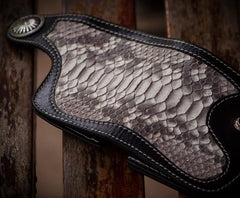 leather biker wallets with chains​ Handmade Leather Wallet Biker Wallet Snake Skin Wallet Cool Wallets for Men Biker Chain Wallet