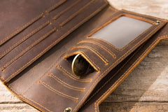 Vintage Cool Mens long Wallet Leather Wallet Long Wallet for Men