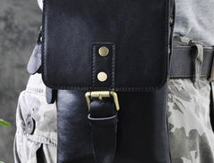 Mens Leather Small Side Bag  Waist Pouch COURIER BAG Holster Belt Case Belt Pouch for Men