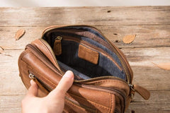 Cool Leather Mens Small Side Bag Messenger Bags Shoulder Bags for Men