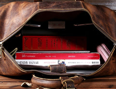 Vintage Leather Mens Large Weekender Bag Travel Bag Duffle Bag