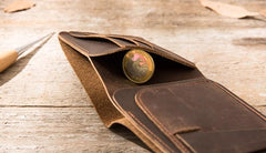 Coffee Cool Leather Mens Small Wallet Bifold Vintage Slim billfold Wallet for Men