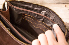 Cool Leather Mens Large Long Zipper Clutch Wallet Long Wallet for Men