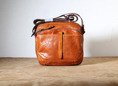 Genuine Leather Mens Cool Small Messenger Bag Sling Bag Chest Bag Bike Bag Cycling Bag for men