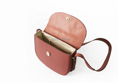Cute Leather Red Brown Womens Saddle Purse Saddle Shoulder Bag for Women
