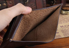 Genuine Leather Mens Cool Slim Long billfold Leather Wallet Men Small Wallets Bifold for Men