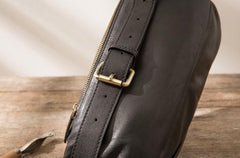 Black Leather Fanny Packs Mens Waist Bag Hip Pack Belt Bag for Men