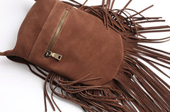 Handmade WOMENs LEATHER Tassels Shoulder Bag Vintage Crossbody Purse With tassels