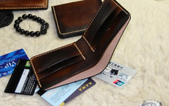 Vintage Leather Mens Slim Small Wallet Leather Small Wallets billfold Wallet for Men