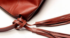 Vintage LEATHER WOMEN Bucket Bag SHOULDER BAG Purse with Tassel FOR WOMEN