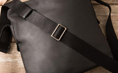 Small Cool Black Square Leather Mens Messenger Bags Shoulder Bags for Men