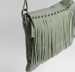 Vintage WOMENs LEATHER Tassels Shoulder Bag Handmade Crossbody Purse With tassels