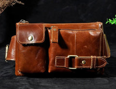 Vintage Leather Mens Fanny Pack Waist Pack Hip Pack Belt Bag for Men