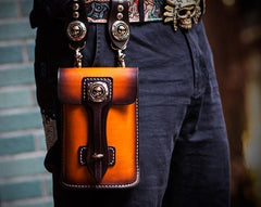 Handmade Biker Leather Belt Pouch Mens Cases Waist Bags Hip Pack Belt Bag for Men