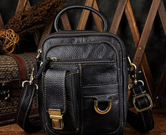 Mens Leather Small Side Bag COURIER BAG Waist Bag Holster Belt Case Belt Pouch for Men