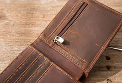 Vintage Leather Mens Small Wallets Bifold Slim billfold Wallet for Men