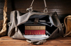 Vintage Leather Mens Large Weekender Bag Travel Bag Duffle Bag
