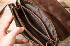 Cool Leather Mens Large Long Zipper Clutch Wallet Long Wallet for Men