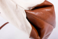 Handmade Genuine Leather Canvas Handbag Tote Large Shopper Bag Purse Handbag Shoulder Bag Purse For Women - EverHandmade
