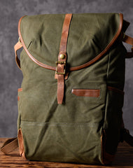 Green Canvas Mens Cool Backpack Large Travel Backpack Canvas Hiking Backpack for Men