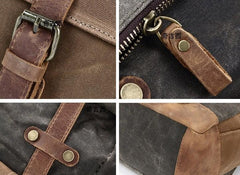 Waxed Canvas Leather Mens Travel Backpacks Canvas Backpack Canvas School Backpack for Men