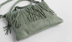 Vintage WOMENs LEATHER Tassels Shoulder Bag Handmade Crossbody Purse With tassels