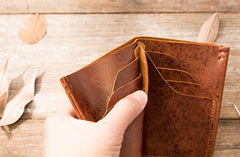 Handmade Leather Mens Small Wallets Bifold Vintage Slim billfold Wallet for Men