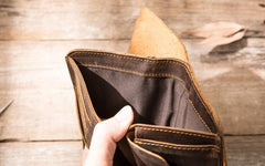 Vintage Slim long Wallets Leather Mens Coffee Wallet Long Wallet for Men