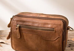 Cool Leather Mens Small Side Bag Messenger Bags Shoulder Bags for Men