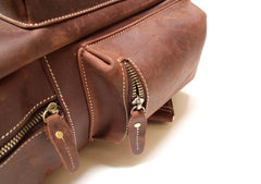 Vintage Coffee Mens Leather Backpack Travel Backpacks Laptop Backpack for men