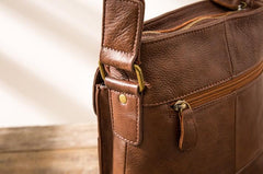 Cool Small Leather Coffee Mens Messenger Bags Shoulder Bags for Men