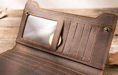 Vintage Cool Mens long Wallet Leather Wallet Long Wallet for Men