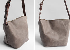 Vintage LEATHER WOMENs Bucket SHOULDER BAG Barrel Crossbody Purse FOR WOMEN