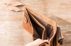 Cool Leather Mens Trifold Slim Front Pocket Wallets billfold Small Wallet for Men