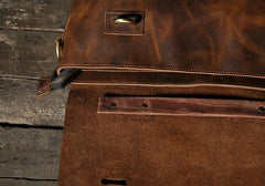 Handmade Leather Mens Cool Messenger Bag Briefcase Work Bag Business Bag Laptop Bag for men