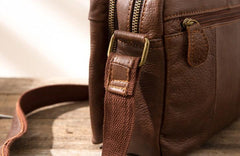 Cool Small Leather Black Mens Messenger Bags Shoulder Bags  for Men
