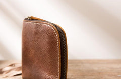 Cool Leather Mens Small Front Pocket Wallet Vintage billfold Wallets for Men