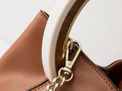 Cute Leather Womens Mini Bucket Handbag Crossbody Purse Barrel Shoulder Bag for Women