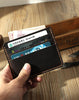 Coffee Leather Mens Front Pocket Wallet Personalized Handmade Slim Card Wallets for Men