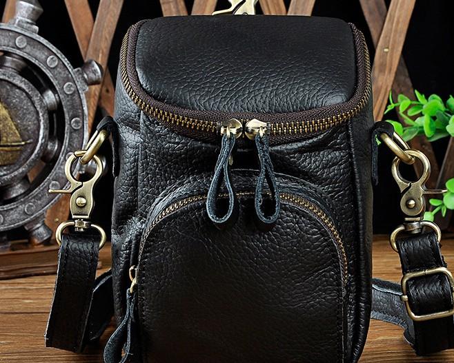 Leather Mens Cell Phone Holster Belt Pouch Waist Bag Mens Side Bag Shoulder Bag for Men