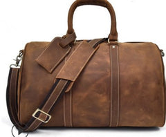 Coffee Leather Mens Cool Large Weekender Bag Travel Bag for Men